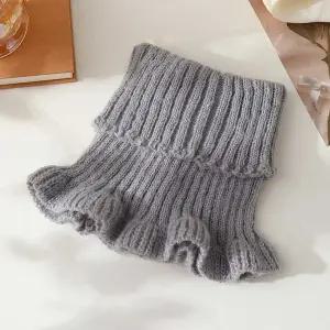 페이크 니트넥워머 목폴라 두꺼운 프릴 디자인 신축성 흰색목티 남자 골지