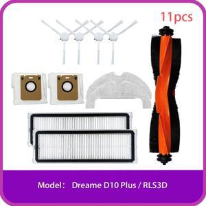 Dreame D10 Plus RLS3D 로봇 청소기/메인 브러쉬+사이드 필터+더스트백+래그