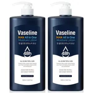 [48시간 검증] 바세린 맨 올인원 모이스처 로션 1000ml 2개 대용량 페이스  바디 겸용 남성 크림