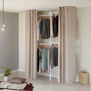 왕자 화이트 드레스룸 3P 행거 플레인 샌드베이지 시스템 옷장 863PE