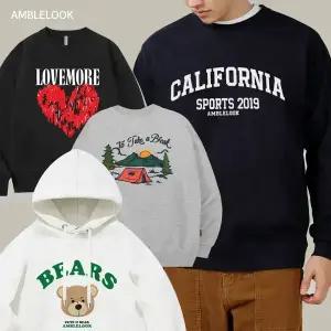 엠블룩 가을신상 맨투맨 후드티 모음전 남녀공용 빅사이즈 긴팔티/곰돌이/무지/라운드/레터링