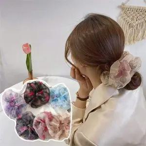 예쁜머리끈 곱창밴드 머리줄 쉬폰곱창끈 꽃무늬 헤 곱창끈