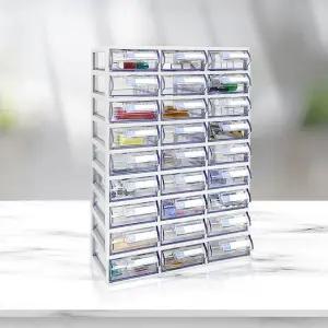 [블루마켓]스마트 정리함 가로3칸 세로9칸/약 수납함 미니 소품 투명수납장 플라스틱수납장 투명정리함 플