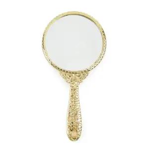 거울 핸들 손잡이 원형 손거울 공주풍 짧은 핸디 소형 금색