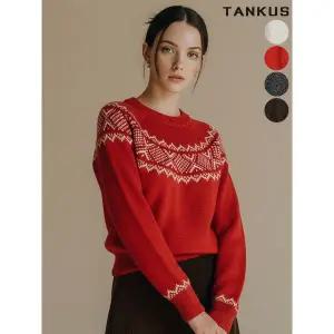 [탱커스]여성 울 혼방 페어아일 니트_P409014009