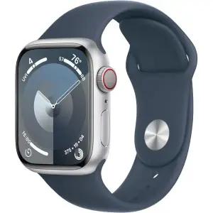 Apple 리퍼제품 Watch 시리즈 9 [GPS + 셀룰러 41mm] - 실버 알루미늄 케이스 스톰 블루 스포츠 밴드 M/L리