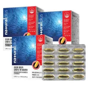 내츄럴플러스 초임계 알티지 오메가3 앤 비타민D 60캡슐 X 3개 혈행 기억력 개선 뼈 유지 형성 캐나다직수입