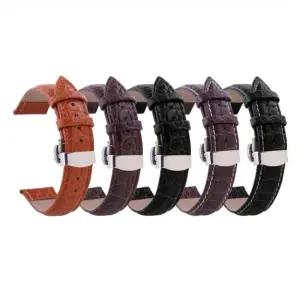 라운드 디버클 악어무늬 스티치 소가죽 시계밴드 택1