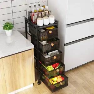 이동식 틈새 트롤리 선반 수납 5단 틈새서랍장 서재서랍장 이동식수납 철제트롤리