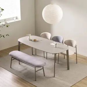 [숨결]샤론 포세린 세라믹 타원형 식탁 1600-의자2개벤치1개