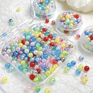 50PCS 멀티 컬러 광택 미니 라운드 비즈 Rresin 네일 참 3D 시뮬레이션 진주 구슬 네일 아트 장식 DIY 팔찌