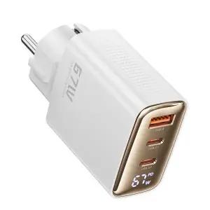 Toocki Xrui GaN PPS 67W 3포트 접지형 디스플레이 초고속 멀티충전기 1 USB A+2 USBC 투키