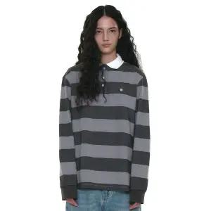 매장정품 파르티멘토 PARTIMENTO WOMEN 와이드 스트라이프 롱슬리브 폴로 티_차콜 PW-2531CH 177660