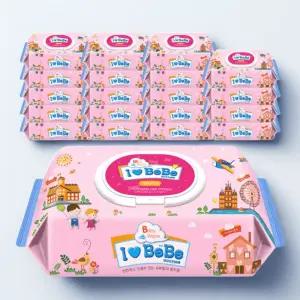 아이러브베베아기물티슈 핑크 캡형 100매X20팩