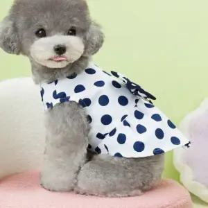도트패턴 애견의류 강아지산책용 땡땡이 애견원피스 (WFFKT5R)