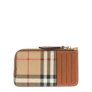 [명품] 체크 패턴 캔버스 여성 지퍼 카드 지갑 8109804
