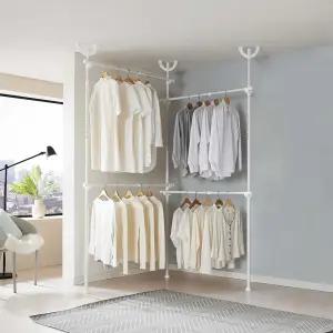 [오늘출발] 4단 ㄱ자,ㅡ자 튼튼한 행거 EO-304C 고정식 시스템 드레스룸 옷걸이 2colors