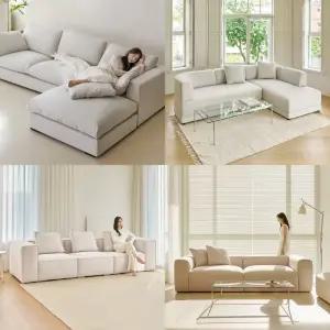 [11번가 단독 최소가 327,180] 휴도 동백 모음전 4인 6인 코모도 조야 시월의 구스 오코텍스 아쿠아 패브릭 소파 푹신한 (쿠션 포함)