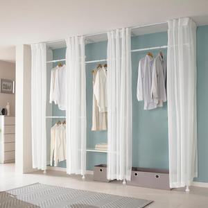 [오늘출발] 5단 선반 커튼 행거 EO-S415M 드레스룸 원목 옷걸이 커튼 시스템 행거 2colors