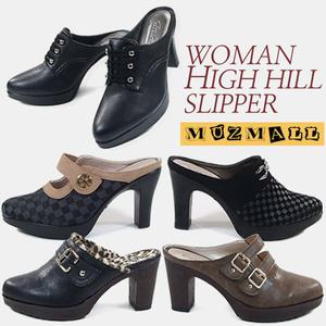 [뮤즈몰] FK슬리퍼 /여성 통굽힐 하이힐 슬리퍼/사무실/키높이/구두/털/겨울/여름/블로퍼/신발