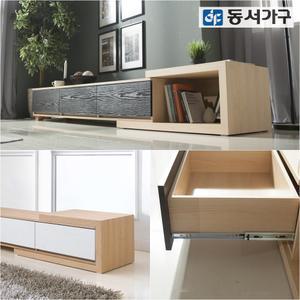 동서가구 블랙 오크 확장형 인테리어 거실장 W907589 / 화이트 그레이 추가