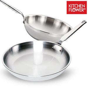 키친플라워 통3중 스텐 플래티나 후라이팬 궁중팬 프라이팬 볶음팬 국산 20cm~28cm