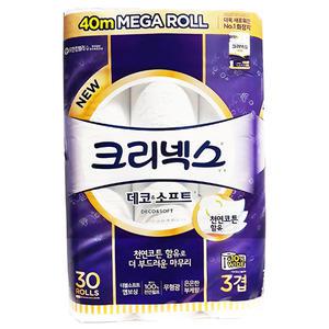 크리넥스 데코앤소프트 화장지 3겹 30롤 40m