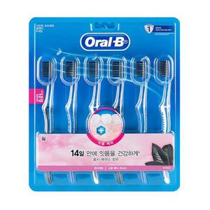 오랄비 고탄력 초미세모 블랙티 칫솔 6개입 / 성인칫솔