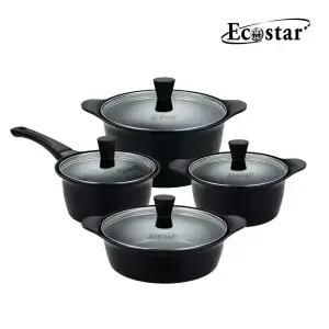 에코스타 블랙핸들 IH 통주물 세라믹 4종 냄비세트