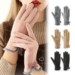 여성 스마트폰 고급 겨울 터치장갑 기모 벨벳 스웨이드 양털 세련 우아 패션 얇은 방한