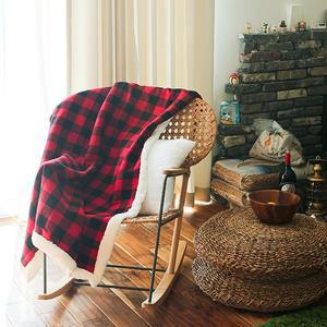 레브라이프 체크 양털 극세사 블랭킷 무릎담요-레드블랙