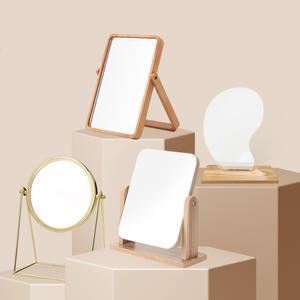 원목 메이크업 화장 스탠드 벽면 탁상거울 (우드 회전 거울)