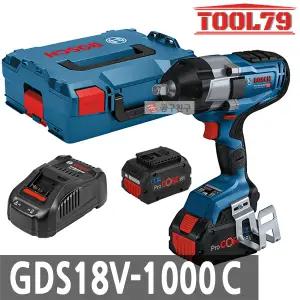 보쉬 GDS18V-1000C 충전임팩트렌치드릴 12.7mm 사각 하이토크 18V 8.0Ah 배터리2개 임팩렌치드라이버