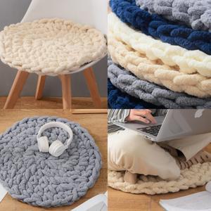 니트 원형 방석 동그란 동그라미 식탁의자 얇은 뜨개 손님 50cm 방석