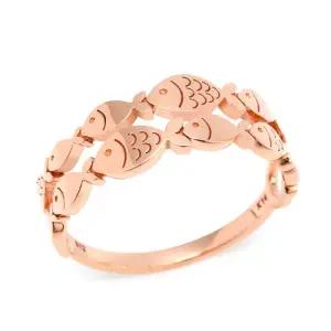 14K 두줄 드로잉 레이어드 물고기 반지 NPR28669