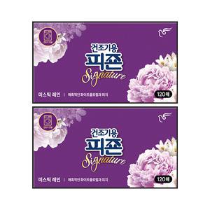 피죤 건조기용 드라이시트, 미스틱레인, 120매, 2개