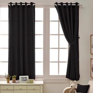 [라이크홈] 아일렛형 솔리드 반창 암막커튼 2장(끈포함) 블랙