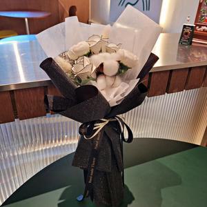 특별한날 졸업식 결혼기념일 화이트데이 이벤트용 선물용꽃다발 샤넬비누장미목화 블랙꽃다발