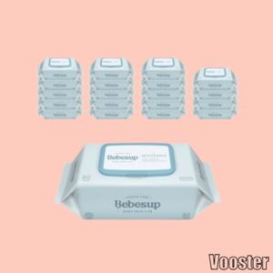 베베숲 물티슈 캡형 80매 20팩 저자극 센시티브 엠보싱