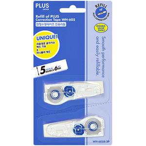 PLUS 화이퍼 MR 수정테이프 리필 2개입 WH-605R-2P 낱개 5mm X 6M 리필용 리필 교체식