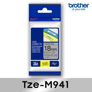 브라더정품 Tze-M941_은색바탕_검정글씨_18mm
