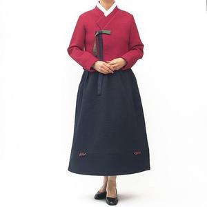[더자연] 여자 누비 저고리 치마세트 생활한복 빨강