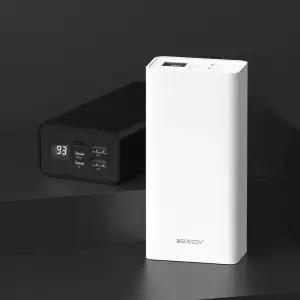 [2개세트] 스피디 슬림 핏 대용량 보조배터리 30000mAh +C타입 케이블, 8핀 젠더 화이트 블랙