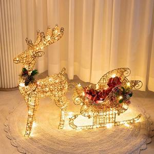 크리스마스 LED 사슴 썰매 대형 장식 세트 글리터 70cm 소품 용품 데코 루돌프 파티 꾸미기 카페 매장 로비