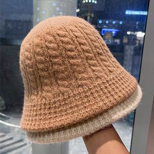 니트버킷햇 여성 체인 니팅 벙거지 겨울 방한 모자