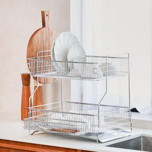 공감스토어 연마제 없는 자동물빠짐 스텐304 설거지 자동 물배수 식기건조대 가로형 2단