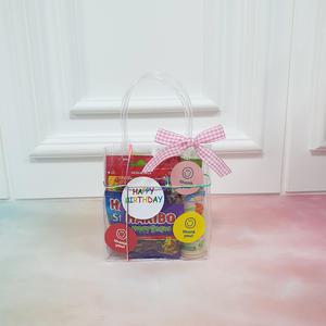 레인보우파티 PVC 투명 가방 미니쇼핑백 선물 답례품 비닐 손잡이가방 어린이집 유치원 친구 선물포장
