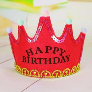 [XB0K5I33_47]LED 왕관 램프 생일축하 머리띠 레드