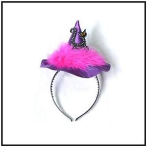 [XB986182_47]할로윈파티 소품 퍼플고양이 마녀모자 머리띠