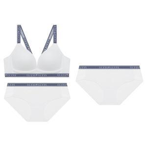 [게스언더웨어](강남점)(노와이어)데님밴드 포인트 메쉬  브라1개+팬티2개세트WH(GCWBR311/GCWBP311)